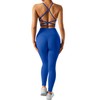 RXRXCOCO Ribbed Workout Sets for Women 2 Piece Backless Strappy