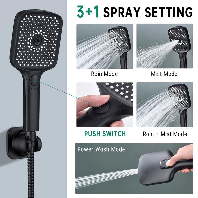 V-Frankness Shower Heads with Handheld Spray Combo, 13 Inches Rain