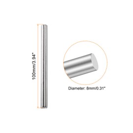 Rebower 304 Stainless Steel Solid Round Rod, [for Drift Punches Various Shaft DIY Craft Model Plane Model Ship Model Cars] - 8mmx100mm / Silver Tone / 2 Pcs