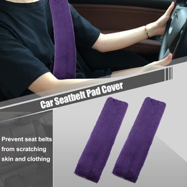 X AUTOHAUX 4 Pcs Plush Car Seat Belt Protector Pads Soft Comfort Covers Purple