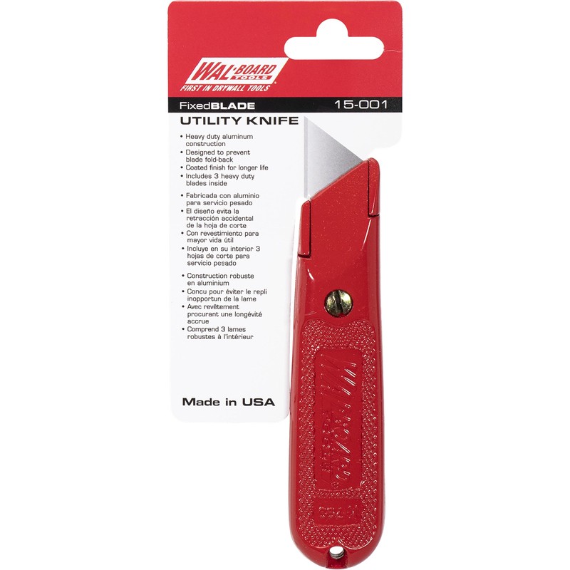 WAL-BOARD TOOLS Fixed Blade Utility Knife, Die - Cast Zinc