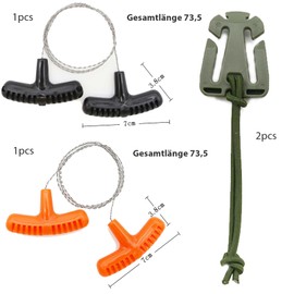 VZU Pack of 2 Rope Saw, Stainless Steel Rope Saw, 73.5 cm Rope Saw Wood, Rope Saw, Pocket Saw, Wear-resistant Steel Wire Saw, Hand Chain Saw for Outdoor Camping, Garden Saws, Plastic, Wood Cutting