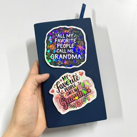 (3 Pcs) My Favorite People Call Me Grandma Holographic Stickers, Family Grandparents Home Flowers Holographic Decals Waterproof Vinyl Sticker for Laptop, Water Bottle, Car, Hard Hat 3 Inches