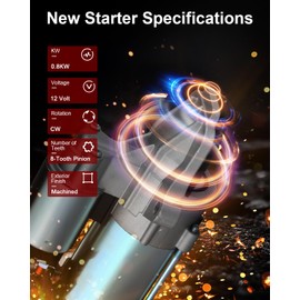 GDSMOTU New Starter Compatible for Mercury for Mariner 2.3L 2005-2008 for Mazda for Tribute 2.5L 2009 for Mercury for Mariner 2.5L 2009, 0.8kW/12 Volt Starter Motor Replace 6674N 3S4T-AB