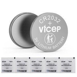 ViCep 5-Pack CR2032 Batteries，CR 2032 3V Lithium Battery 240mAh，Button Cells Compatible with Key Fob, Watches, Calculators and Other Devices，Individual Wrapped
