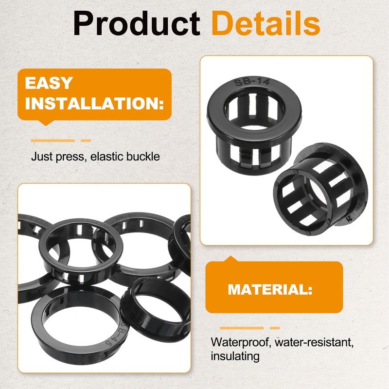 PATIKIL 48pcs Wire Grommet, 13.7mm Mounting Dia Plastic Grommets Cable