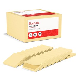 Staples 24295906 Stickies Standard Notes 3-Inch x 3-Inch 100 Sh./Pad 36 Pads/PK (S-33YR36)