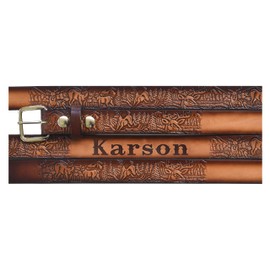High Springs Leather Kid Brown Leather Name Belt Embossed Deer Design Toddler Size 24 (3T-5T)