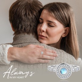 Moonstone Urn Rings for Ashes for Women Sterling Silver Infinity Life Memorial Rings Keepsake Cremation Jewelry(6)