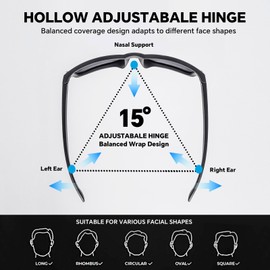 JOGVELO Polarized Sunglasses for Men, Lightweight Sun Glasses with UV Protection for Driving Fishing Golf (Black)