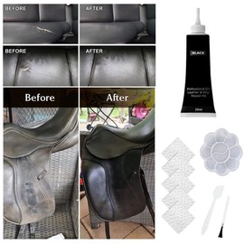 Comioke Leather Repair Cream, Leather Restorer, Leather Repair Kit, Leather Repair Filler, Repair of Leather Scratches, Liquid Leather Repair Gel, Mixable Leather Repair Kits, Artist Brushes, 20 ml