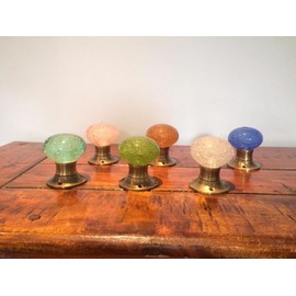 Chattels Beautiful Pair of Large Contemporary/Retro Round Mint Green Smooth Bubble Glass Antique Bronze Brass Mortice Door Knobs/Handles BDK-MG-AB