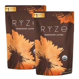 RYZE SUPERFOODS Pack Of 2 RYZE Mushroom Coffee, 6 Adaptogenic Mushrooms, USDA Organic BB 12/2025
