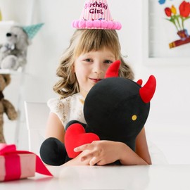 Ditucu Original Loving Dinosaur Stuffed Animals with Holding Red Heart Plush Cute Dino Plushies Toys for Romantic Valentine's Day Gifts for Kids Girlfriend Black 12 inch