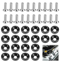 Nextpal 20 Pcs Engine Dress Up Kit, Black Bumper Fender Washers with M6 Bolts Aluminum Alloy Billet Fastener Kit, for Car Truck Motorcycle Engine Bay Dress up Accessories(Multicolor) (Black-20pcs)