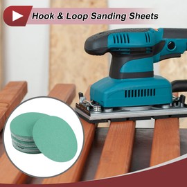 HEROFFIX 50 Pcs Car Wood Sanding Discs Smoothing Hook Loop Sanding Sheets 6" 80 Grit Green Aluminum Oxide