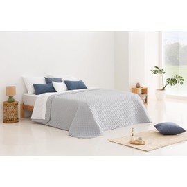 Todocama Fine Bedspread Star Design Spring, Summer, Autumn and Winter 100% Microfiber Extra Soft Multipurpose Bed Throw 140/150/160-250 x 260 cm, Light Grey