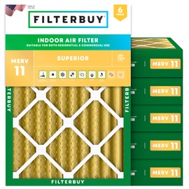 Filterbuy 16x22.25x4 Air Filter MERV 11 Superior Pet & Allergy Defense (6-Pack), Electrostatic Pleated HVAC AC Furnace Filters Replacement, Made in USA (Actual Size: 16.00 x 22.25 x 3.63)