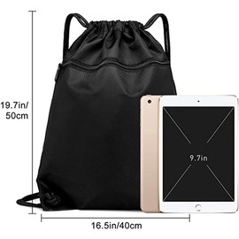 Drawstring Gym Bag, Sport Large Capacity PE Bag with Outside Zipper Waterproof Scratch String Swim Backpack for Men & Women Kids,Boys,Girls for Sports School Beach Holidays Swimming Travel Yoga
