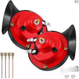 NoBrand Car Horn, 12V Super Loud Horns, 300DB Waterproof Double Truck Horns, Red