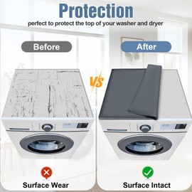 Washer and Dryer Covers for the Top,Dryer Top Protector Mat Silicone Washing Machine Top Cover,Rubber Mat for Washer and Dryer Top (25.6" x 23.6"-Gray-2pcs)