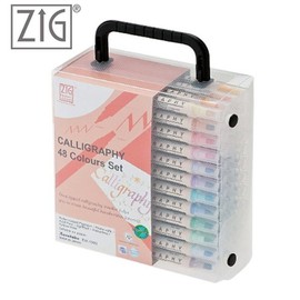 ZIG Calligraphy Twin Marker Pen 48-Color Set (MS-3400/48V) / ZIG 캘리그라피 트윈 마카펜 48색 세트(MS-340048V)