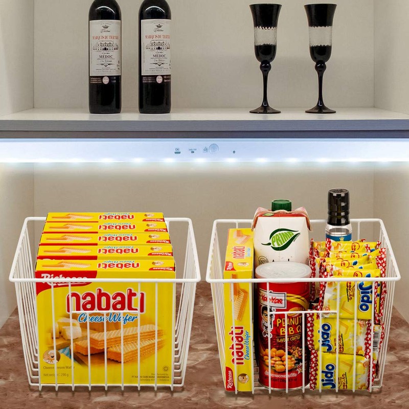 SANNO Freezer Baskests Organizer Bins, Freezer Wire Storage Basket Refrigerator