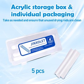 5-Pack Fiber Drying Sticks, Reusable Dehumidifier for Moisture & Odor Control (6.5×0.53in / 16.5×1.35cm) with Individual Sealed Packaging & Acrylic Storage Box