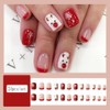 Wedity 24 Pcs Christmas False Nails Cute Santa Claus Snowflake