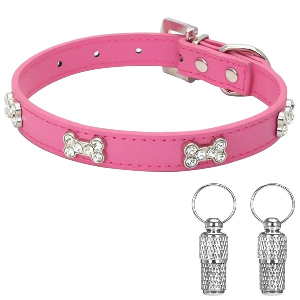 Suiecuor Leather Dog Collar Puppy Collar with Bone Dog Collars