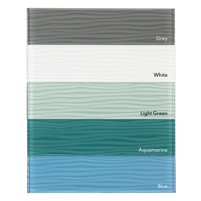 Lovdeco Light Green Water Wave Glass Subway Tile, 3 x
