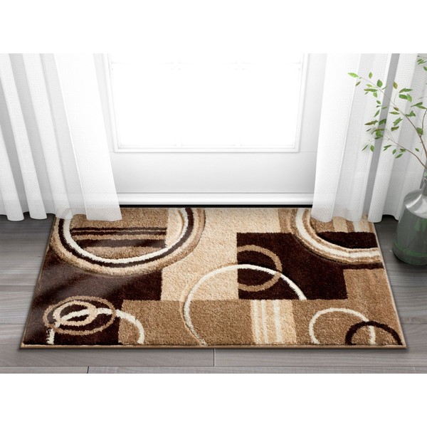 Echo Shapes Circles Ivory Beige Brown Modern Geometric Comfy Casual