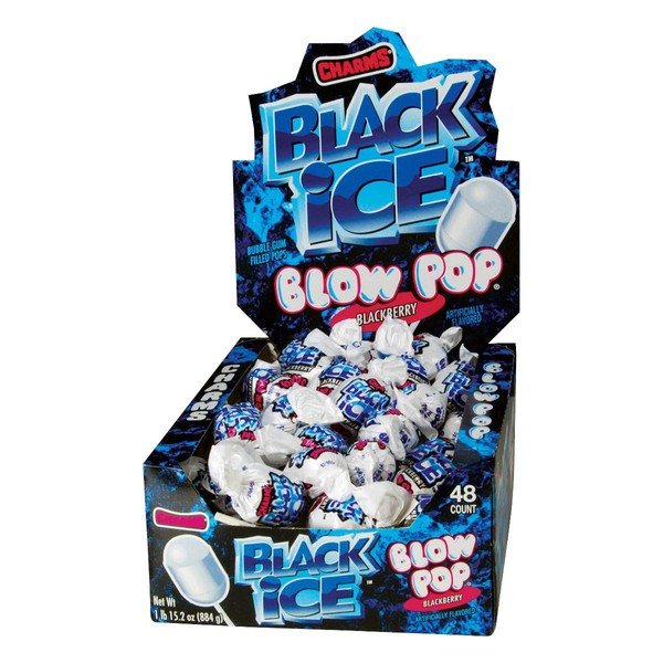 Charms Blow Pops, Black Ice Flavor, 48-Count Box