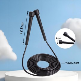 2Pcs Skipping Rope Adult for Home Exercise, Speed Jumping Rope with Non-Slip Handle, Adjustable skipping Rope for Men, Women and Kids Body Fitness, Crossfit(Black)