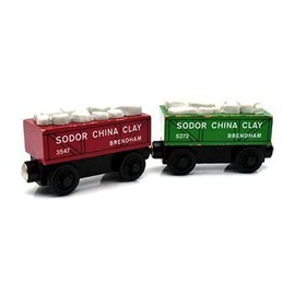 Generic Sodor China Clay Cars Compatible with Thomas & Friends Wooden Railway by Learning Curve - Sodor China Clay Cars - LC99082