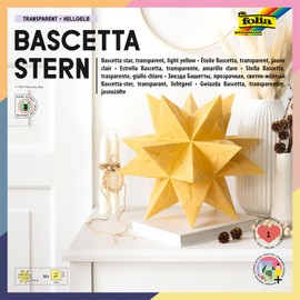 folia - Craft Set Bascetta Star, Transparent White, Finished Size of the Paper Star, With Detailed Instructions (English Language Not Guaranteed) - Ideal For Timeless Decoration