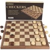 OUMODA Walnut 15" Magnetic Checkers Board Game Set - Folding
