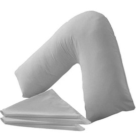 BuzzBuy V shaped pillowcase cover,Pack of 2 100% Poly-cotton Back & Neck Support Orthopaedic Pregnancy/Nursing V Pillowcase cover only (Gray)
