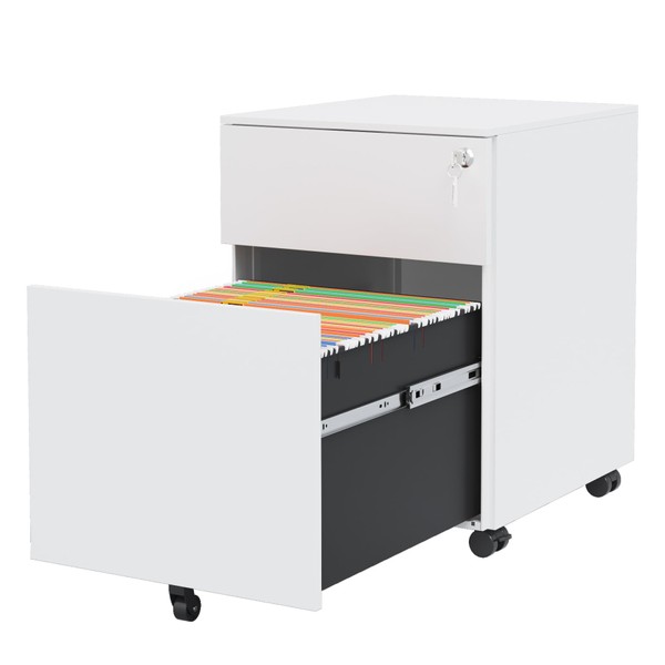 CuisinSmart Filing Cabinet, 2 Drawer Mobile File Cabinet with Lock