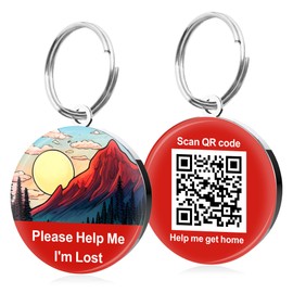 QR Code Dog Tags ID Tags for Dog Name ID Tag Cat Tags Online Pet Profile Scan QR Receive Instant Pet Location Alert Email Quiet Tag (Red, Design 2)