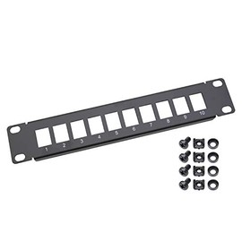 HMF 63345-02 UTP Keystone Patch Panel for Server Cabinet | 10 Inch | 1U | 10 Ports RJ45 | Black