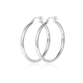 RANKEEF Sterling Silver Hoop Earrings for Women Lightweight 30/40/50/60/70MM Thick Big Large Sterling Silver Earrings for Women