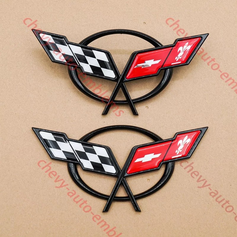 Truckemblems Pair Black Red For 1997-2004 C5 Front Nose and