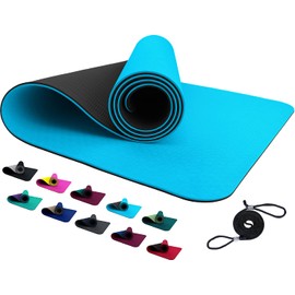 FLXYA TPE Yoga Mat Training Mat 183 x 61 x 0.6 cm Light Blue Anthracite Non-Slip Gym Mat Yoga Fitness Pilates Gymnastics Sports Mat Gymnastics Mat Fitness Mat Floor Mat Grey Blue Grey