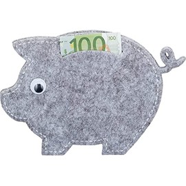 Felt Money Gift Box, Funny Gift Idea for Birthday, Anniversary, Money Gift for Wedding and Money for Christmas (Pig Light Grey)