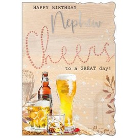 Happy Birthday Nephew Cheers to a Great Day Premium Cards Out Of The Blue