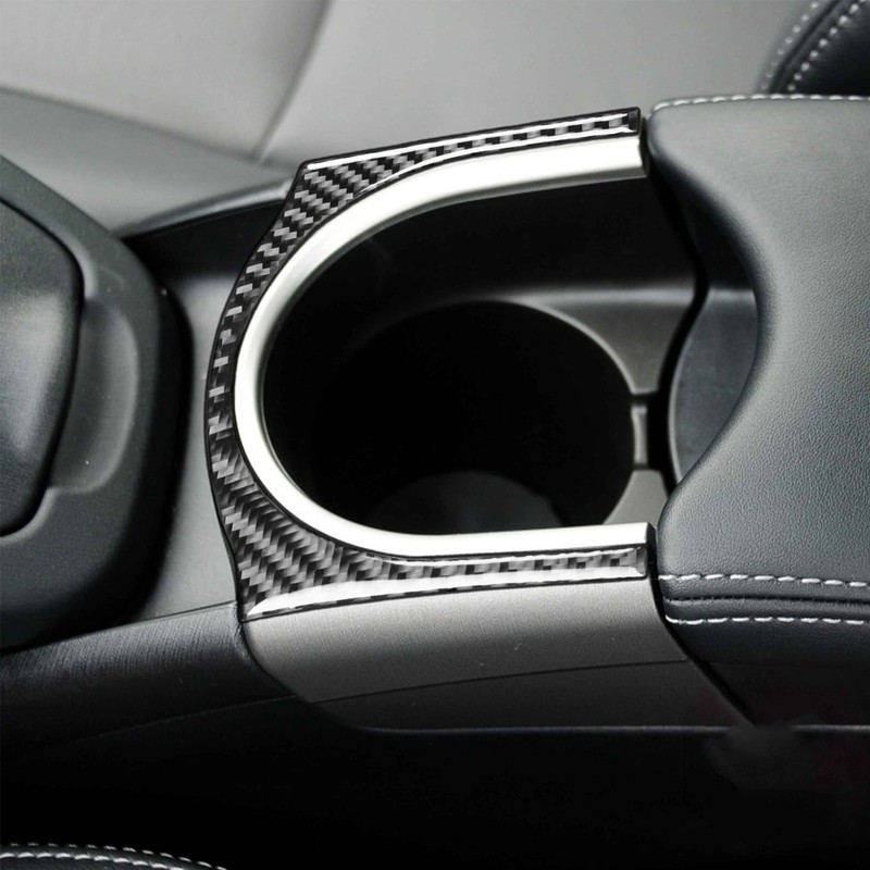 Central Armrest Cup Holder Trim Strip Carbon Fiber Interior Decoration