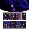 Milageto 12Pcs Glow in The Dark Tattoos React to Black