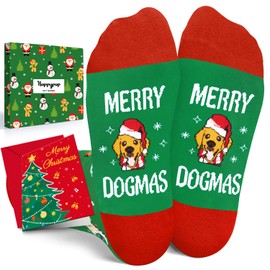 HAPPYPOP Green Christmas Dog Gifts Dog Lover Socks - Kids Socks 3-5 Years Old, Dog Stockings Doggie Gifts