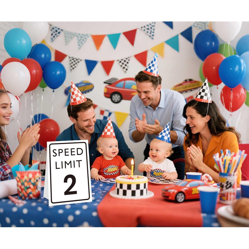 Race Car Birthday Sign, Speed Limit 2, 8×11 Sign with